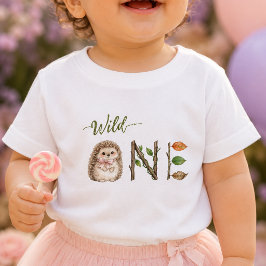 Waterverf Egeltje Wilde Eén Baby Verjaardagsshirt