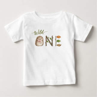 Waterverf Egeltje Wilde Eén Baby Verjaardagsshirt