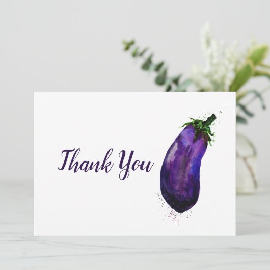 Waterverf Eggplant Bedankkaart (Staand voorkant)