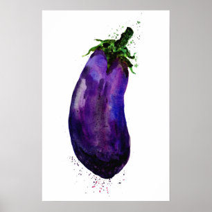 Waterverf Eggplant Poster