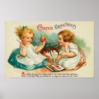 Waterverf Eieren  paasgroeten Poster