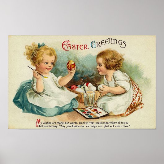 Waterverf Eieren  paasgroeten Poster (Voorkant)