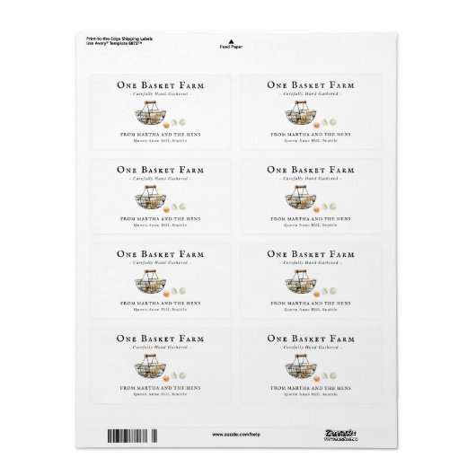 Waterverf eiermand | Verse Boerderijen Etiket (Full Sheet)