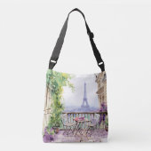 Waterverf Eifel Tower Paris Frans Café Crossbody Tas (Voorkant)