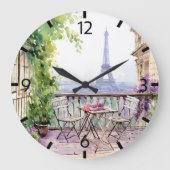 Waterverf Eifel Tower Paris Frans Café Grote Klok (Voorkant)