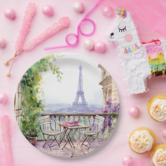 Waterverf Eifel Tower Paris Frans Café Papieren Bordje (Feest)