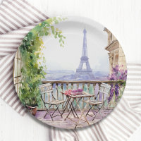 Waterverf Eifel Tower Paris Frans Café
