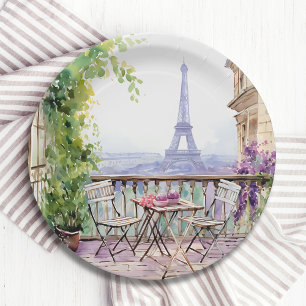 Waterverf Eifel Tower Paris Frans Café Papieren Bordje