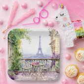 Waterverf Eifel Tower Paris Frans Café Papieren Bordje (Feest)