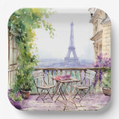 Waterverf Eifel Tower Paris Frans Café Papieren Bordje (Voorkant)