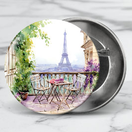 Waterverf Eifel Tower Paris Frans Café Ronde Button 5,7 Cm