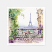 Waterverf Eifel Tower Paris Frans Café Servet (Voorkant)