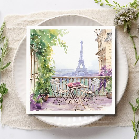 Waterverf Eifel Tower Paris Frans Café Servet