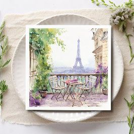 Waterverf Eifel Tower Paris Frans Café Servet