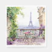 Waterverf Eifel Tower Paris Frans Café Servet (Voorkant)