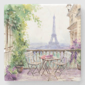 Waterverf Eifel Tower Paris Frans Café Stenen Onderzetter (Voorkant)