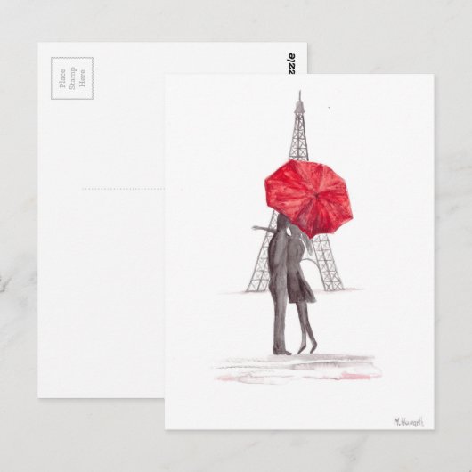 Waterverf Eiffel Briefkaart (Voorkant / Achterkant)