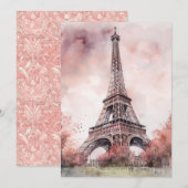Waterverf Eiffel Tower Feestdagenkaart (Voorkant / Achterkant)