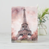 Waterverf Eiffel Tower Feestdagenkaart (Staand voorkant)
