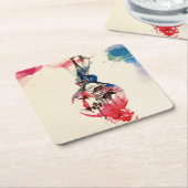  Waterverf Eiffel Tower Travel Love Kartonnen Onderzetters (Schuin)