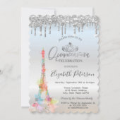 Waterverf Eiffeltoren, Drivers Quinceañera Kaart (Voorkant)