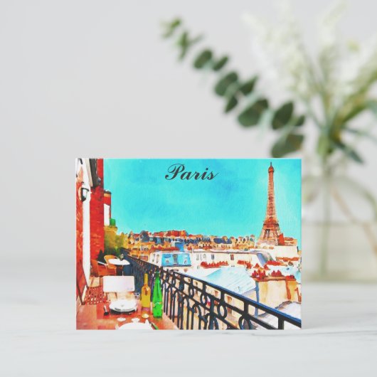 Waterverf Eiffeltoren in Parijs Frankrijk Briefkaart (Staand voorkant)