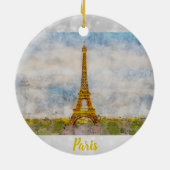 Waterverf Eiffeltoren in Parijs Frankrijk Keramisch Ornament (Achterkant)