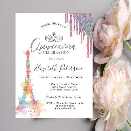 Waterverf Eiffeltoren, kleurrijke schijven Quincea Kaart