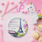 Waterverf Eiffeltoren Parijs 1e verjaardagsfeest Papieren Bordje (Feest)