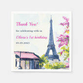 Waterverf Eiffeltoren Parijs 1e verjaardagsfeest Servet (Voorkant)