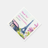 Waterverf Eiffeltoren Parijs 1e verjaardagsfeest Servet (Hoek)