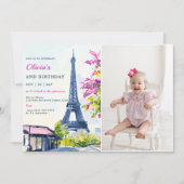 Waterverf Eiffeltoren Parijs 2e verjaardag foto Kaart (Voorkant)