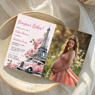Waterverf Eiffeltoren Parijs Baby shower Foto Kaart