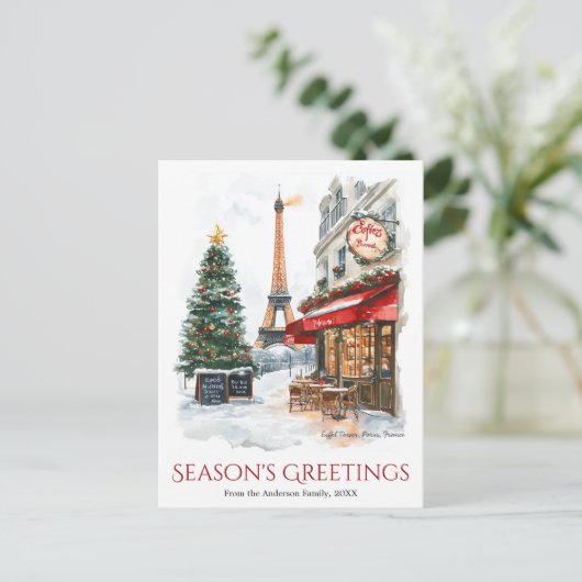 Waterverf Eiffeltoren Parijs Frankrijk Reizen Feestdagenkaart (Staand voorkant)