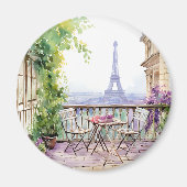 Waterverf Eiffeltoren Parijs Frans Café Magneet (Voorkant)