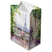 Waterverf Eiffeltoren Parijs Frans Café Medium Cadeauzakje (Voorkant Gekanteld)