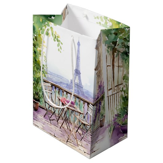 Waterverf Eiffeltoren Parijs Frans Café Medium Cadeauzakje (Achterkant Gekanteld)