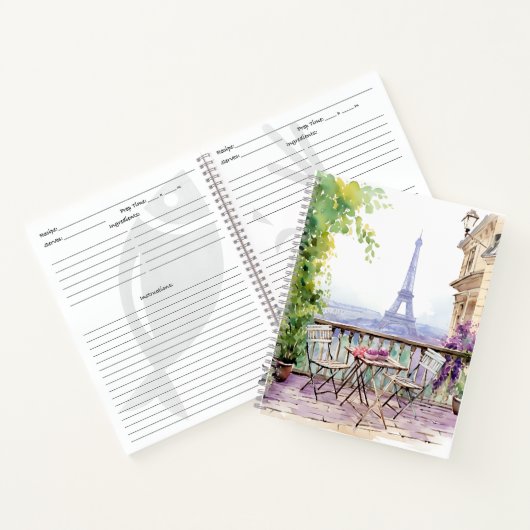 Waterverf Eiffeltoren Parijs Frans Café Notitieboek (Binnen)