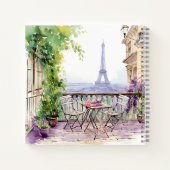 Waterverf Eiffeltoren Parijs Frans Café Notitieboek (Achterkant)