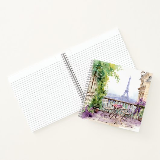 Waterverf Eiffeltoren Parijs Frans Café Notitieboek (Binnen)