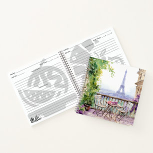 Waterverf Eiffeltoren Parijs Frans Café Notitieboek