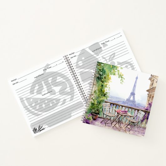 Waterverf Eiffeltoren Parijs Frans Café Notitieboek (Binnen)
