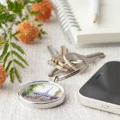 Waterverf Eiffeltoren Parijs Frans Café Sleutelhanger (Zijkant)