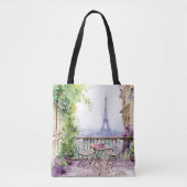 Waterverf Eiffeltoren Parijs Frans Café Tote Bag (Voorkant)