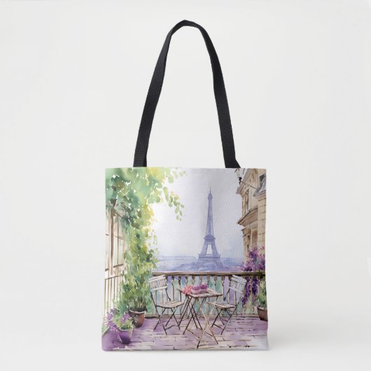 Waterverf Eiffeltoren Parijs Frans Café Tote Bag (Voorkant)