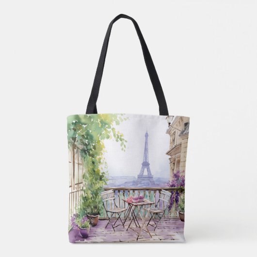 Waterverf Eiffeltoren Parijs Frans Café Tote Bag (Achterkant)