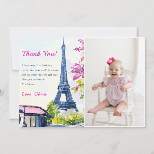 Waterverf Eiffeltoren verjaardag Kaart (Voorkant)