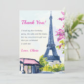 Waterverf Eiffeltoren verjaardag Kaart (Staand voorkant)
