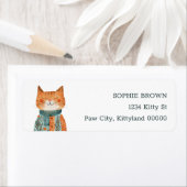 Waterverf eigenzinnige kat illustratie retour adre etiket (Insitu)