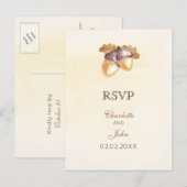 waterverf eikels eikenbladeren vallen bruiloft RSV Uitnodiging Briefkaart (Voorkant / Achterkant)